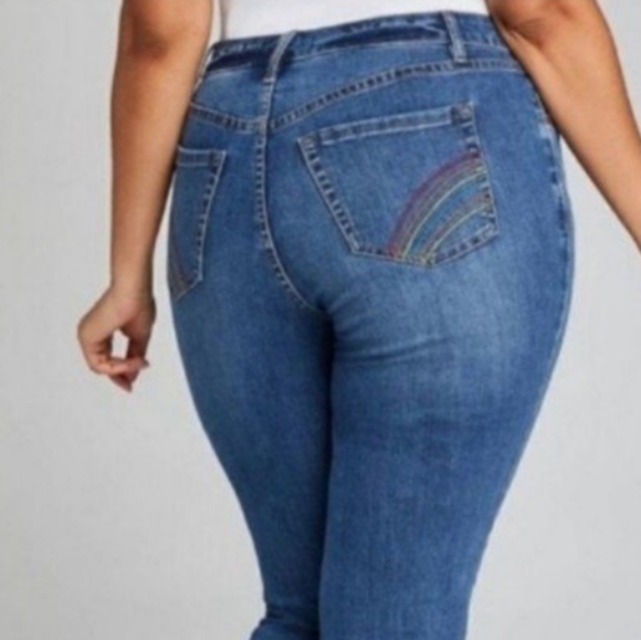 Lane Bryant rainbow boyfriend cropped denim jeans Size 18 - Picture 13 of 14